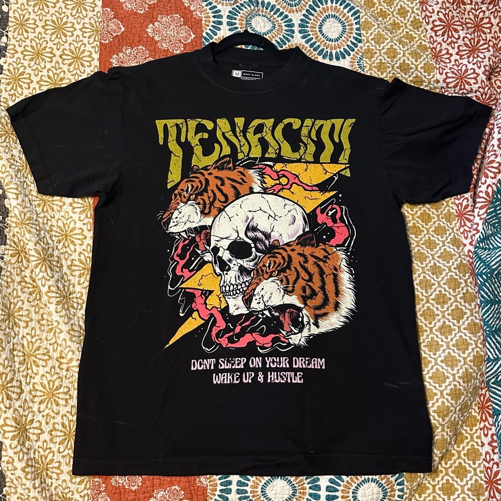 Black and Yellow Short Sleeve Tee with Bold Graphic